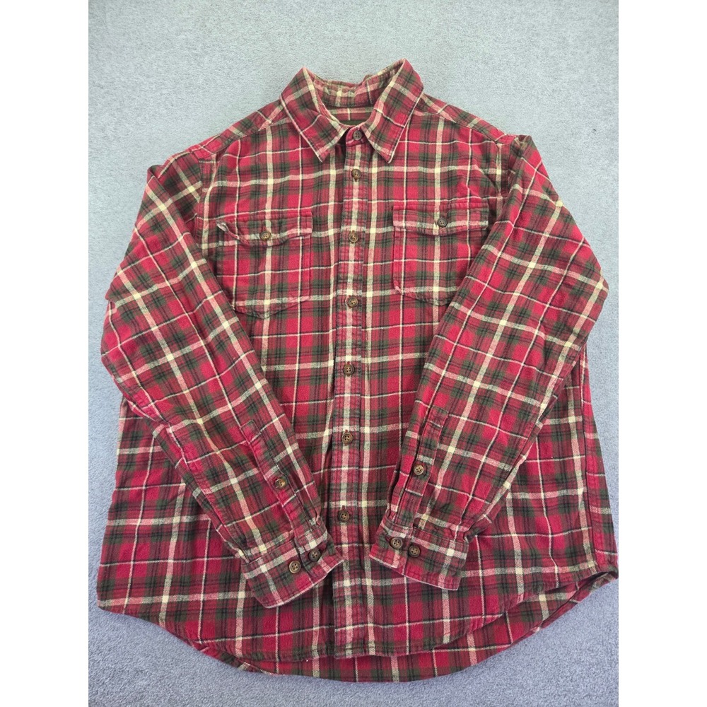 Eddie Bauer Mens Plaid Flannel Button Down Shirt Large Red Gorpcore